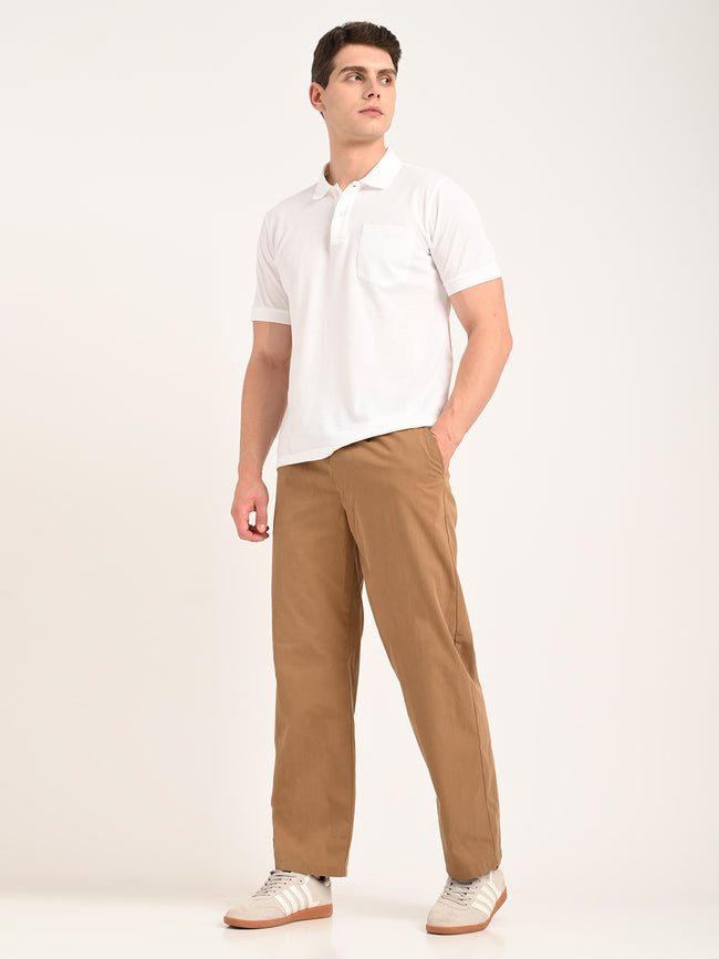 Men Cotton Pajama-Style Trousers with Drawcord