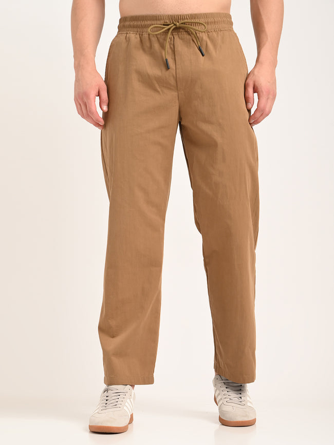 Men Cotton Pajama-Style Trousers with Drawcord