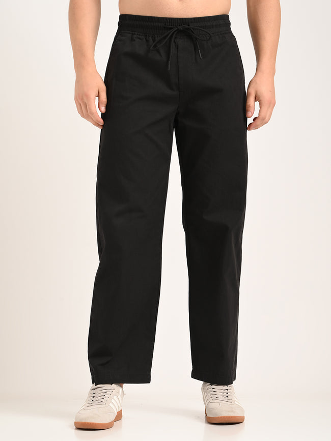 Men Cotton Pajama-Style Trousers with Drawcord