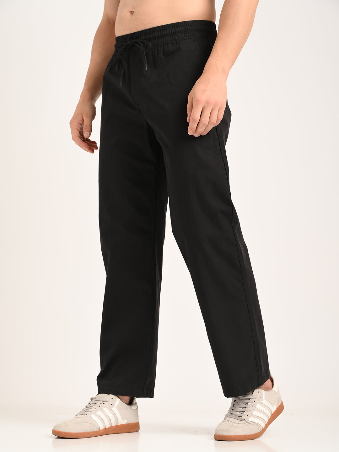 Men Cotton Pajama-Style Trousers with Drawcord