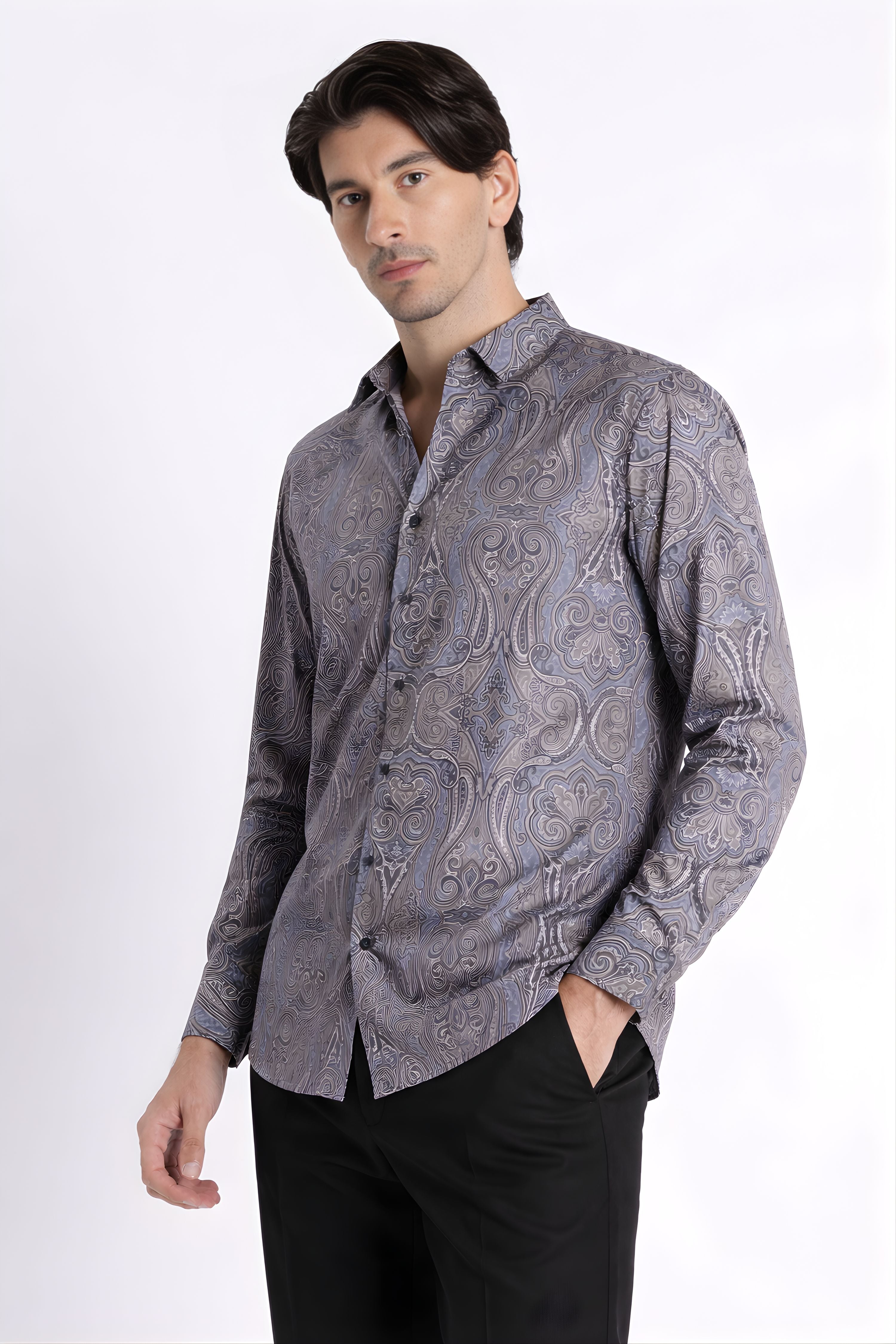 Men Refined Floral Digital Print Shirt