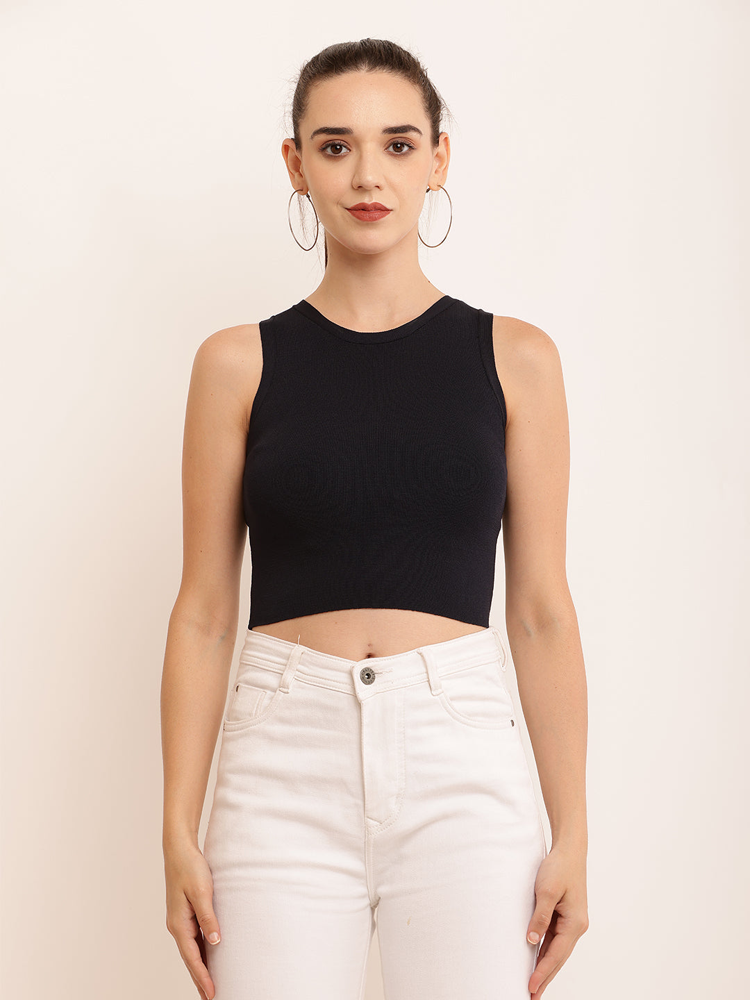 Women Cool Black Crop Top