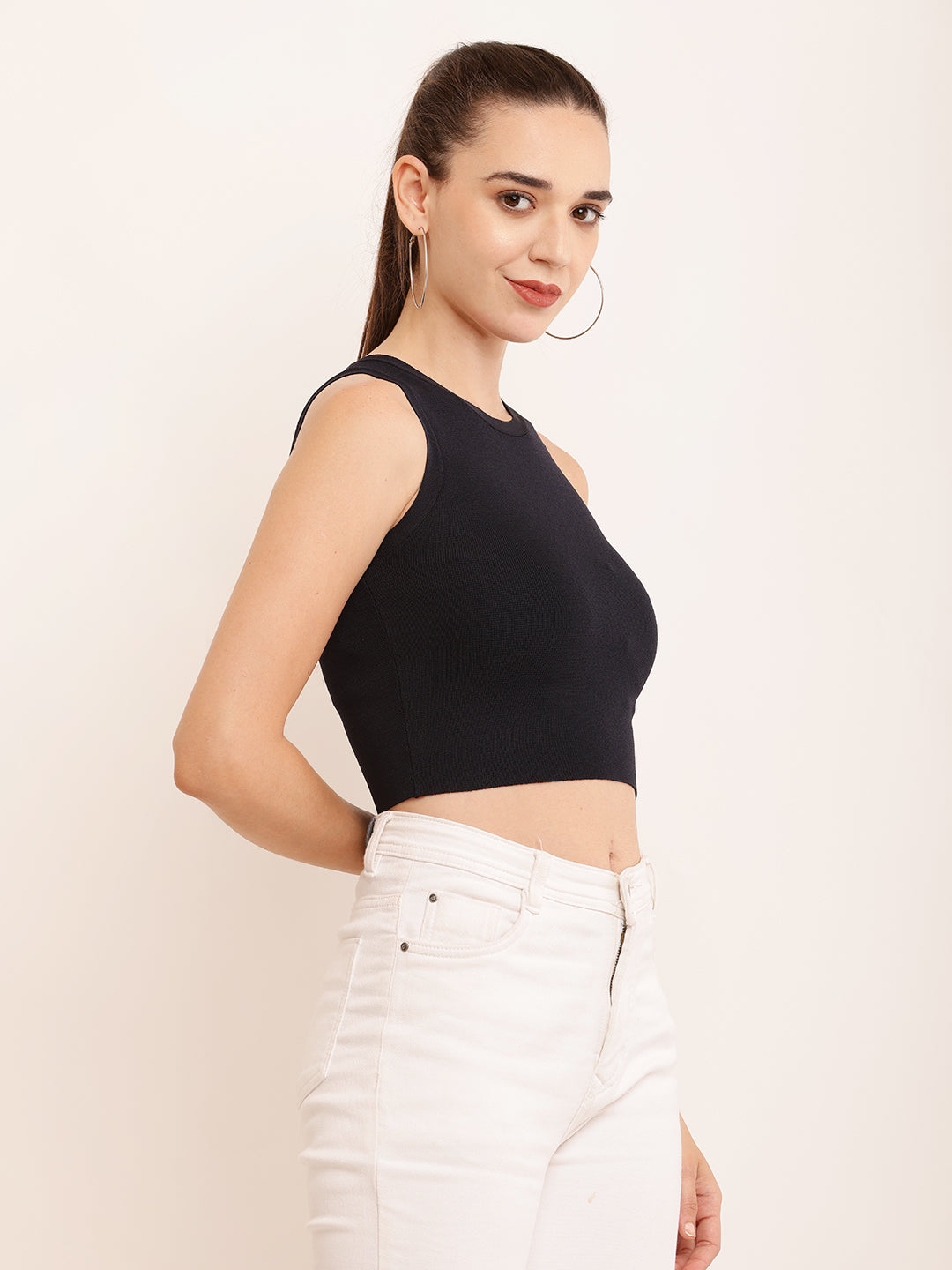 Women Cool Black Crop Top