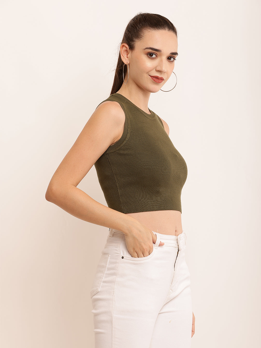 Women Cool Green Crop Top