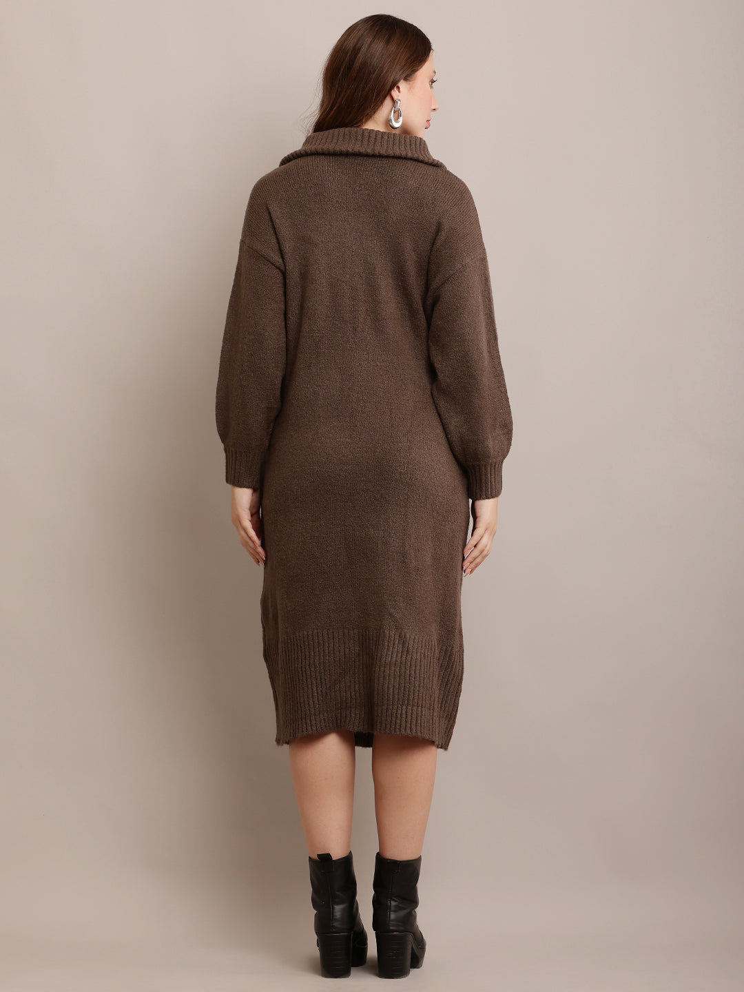 Women Acrylic Grey Sweater Dress