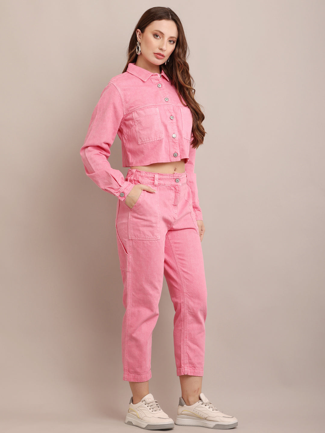 Women Cotton Jacket With Bottoms Co-Ord Set