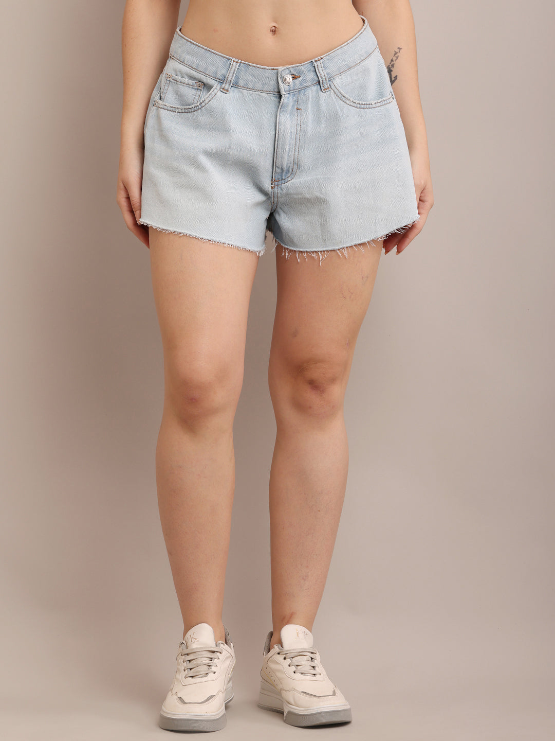 Women Cotton Distressed Denim Shorts