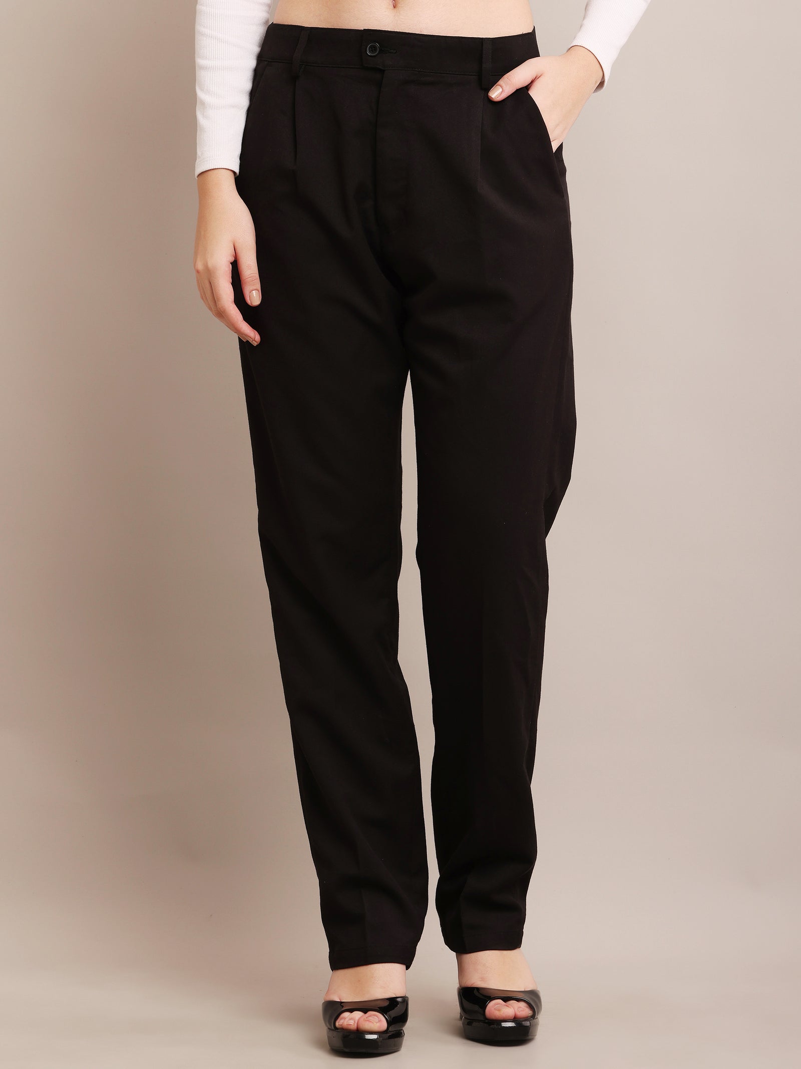 Women Polyester Pants With Pockets