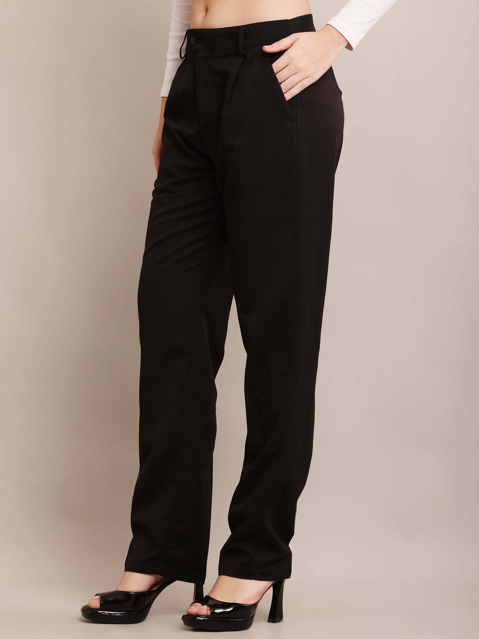 Women Polyester Pants With Pockets