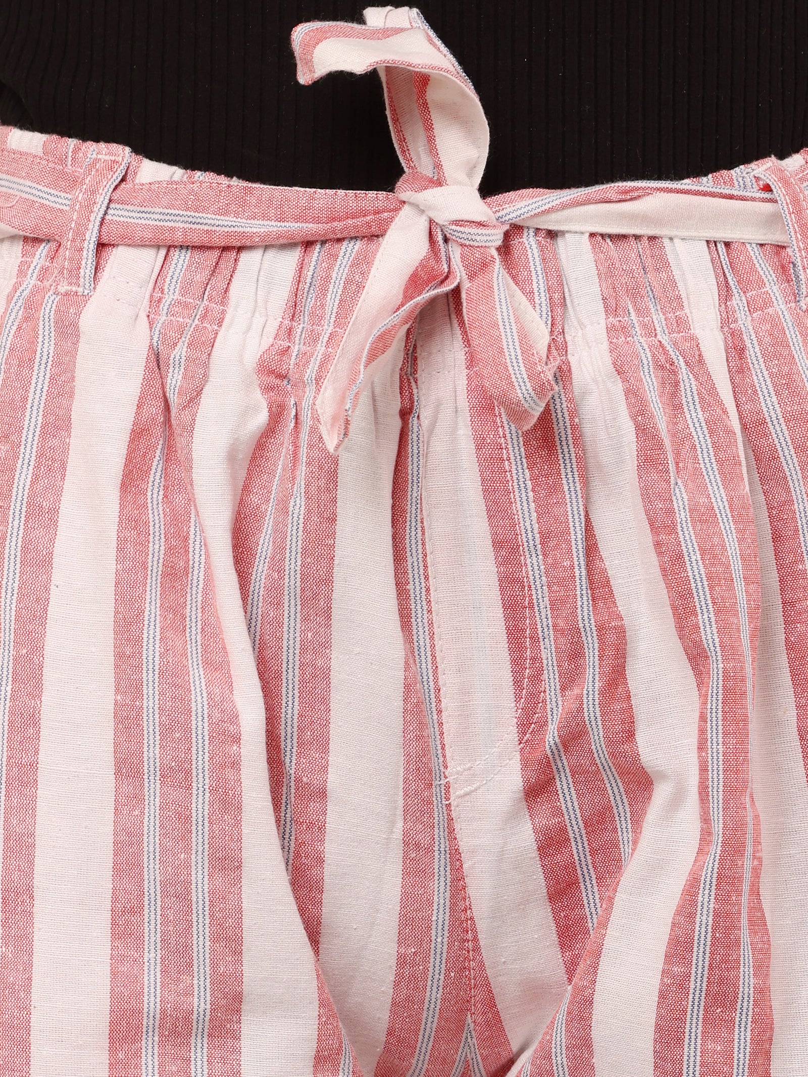 Women Cotton Red & White Striped Pants