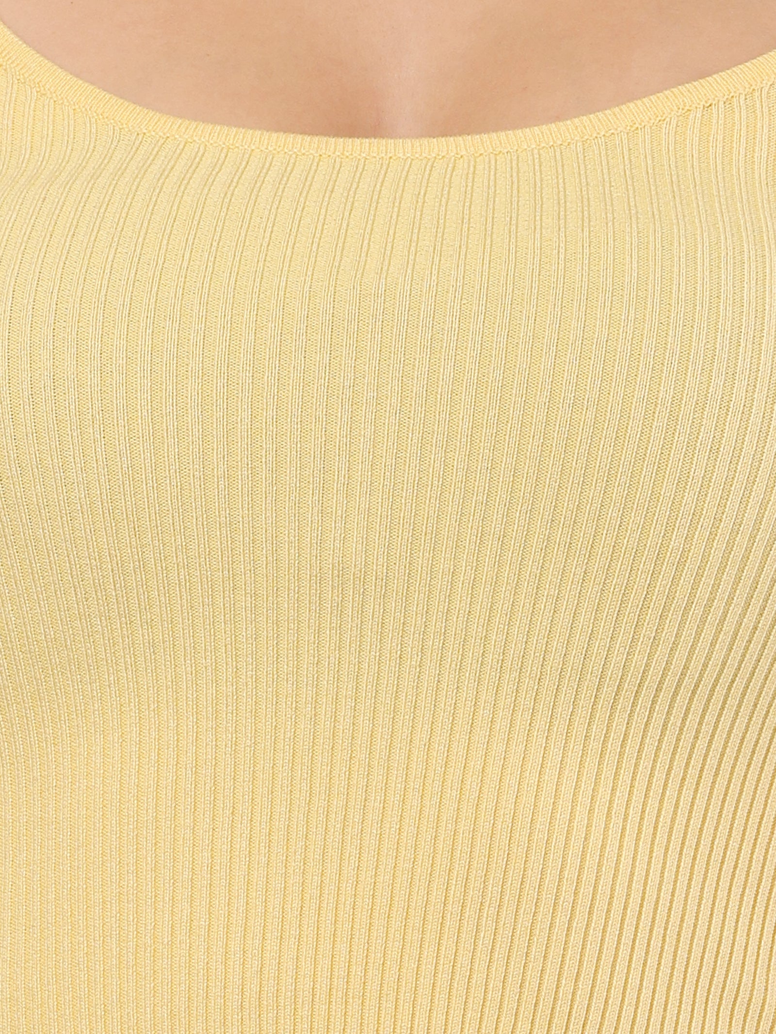 Women Viscose Square Neck Yellow Crop Top