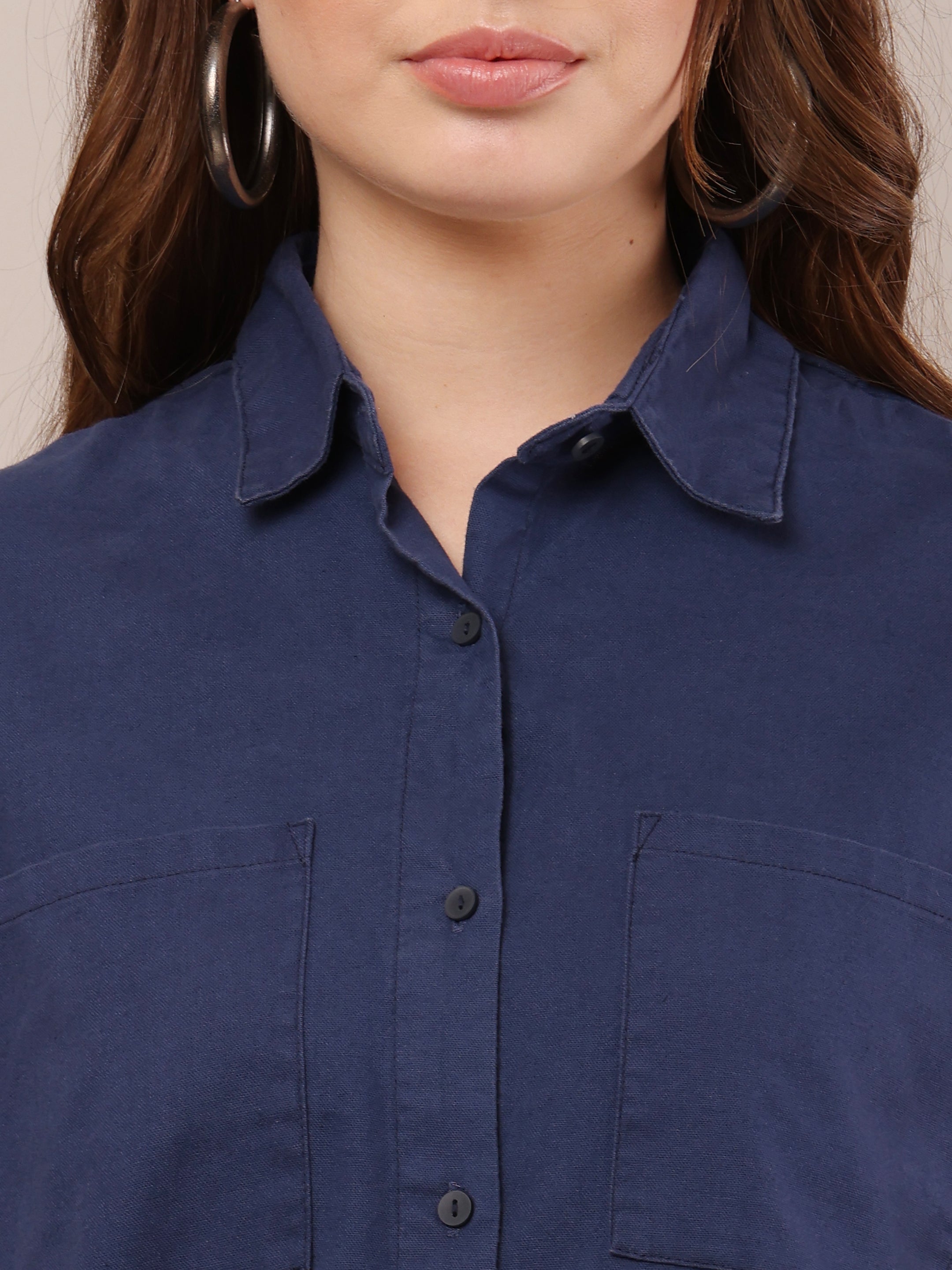 Women Shirt With Trouser Blue Co-Ord Set