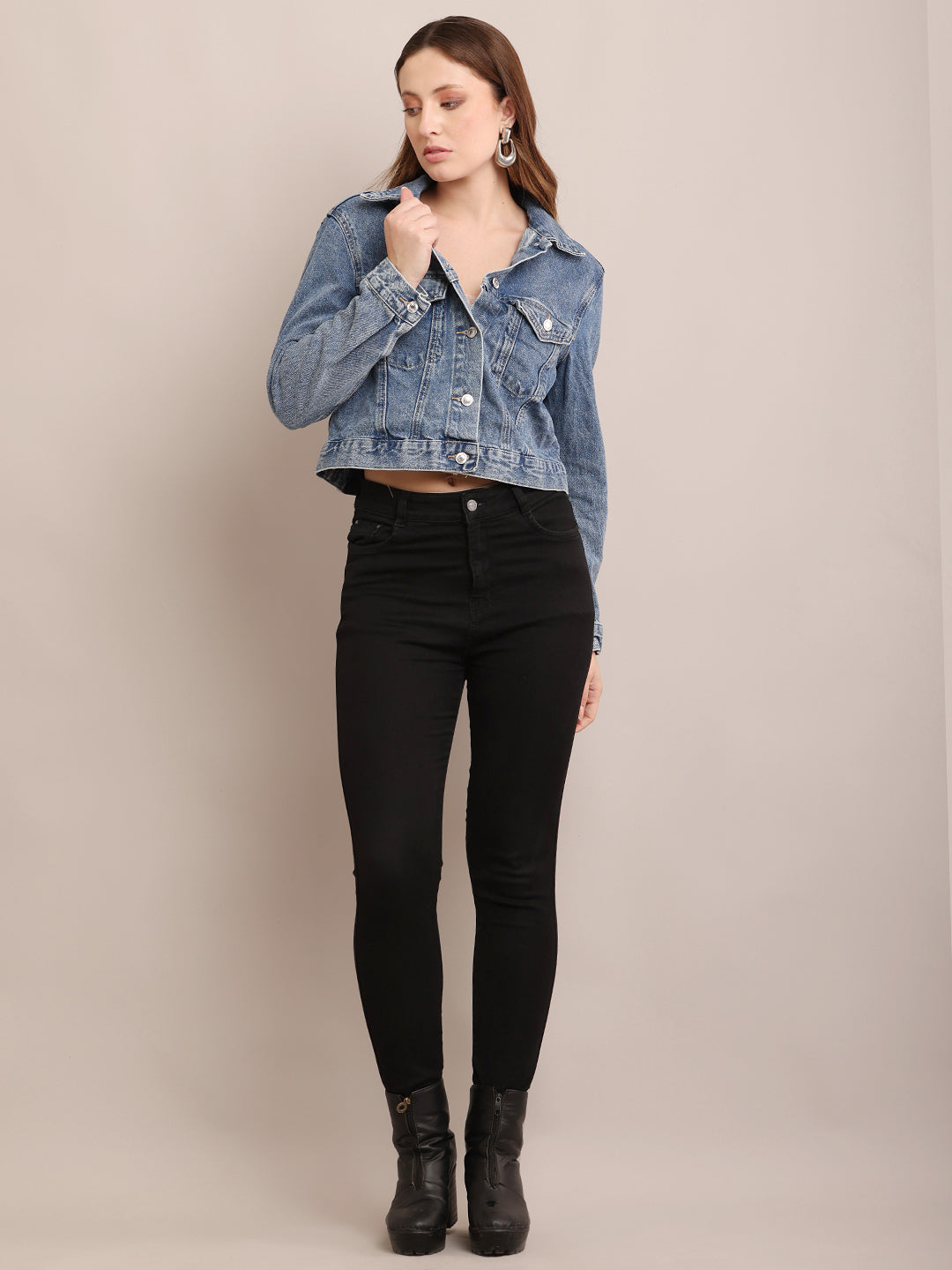 Women Denim Regular fit Blue Jacket