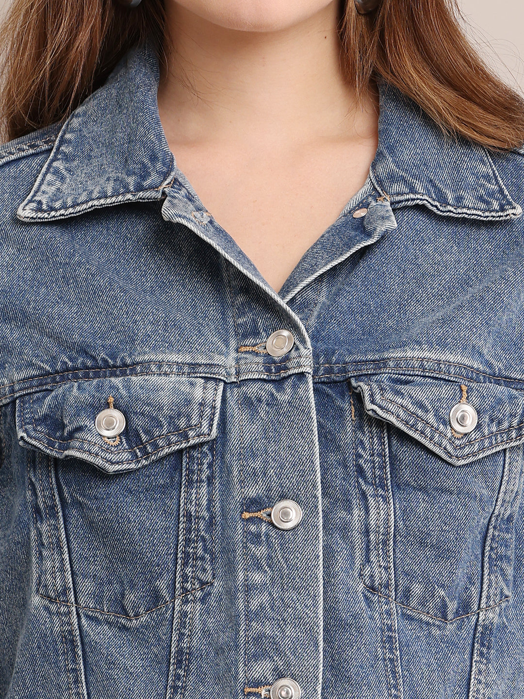 Women Denim Regular fit Blue Jacket