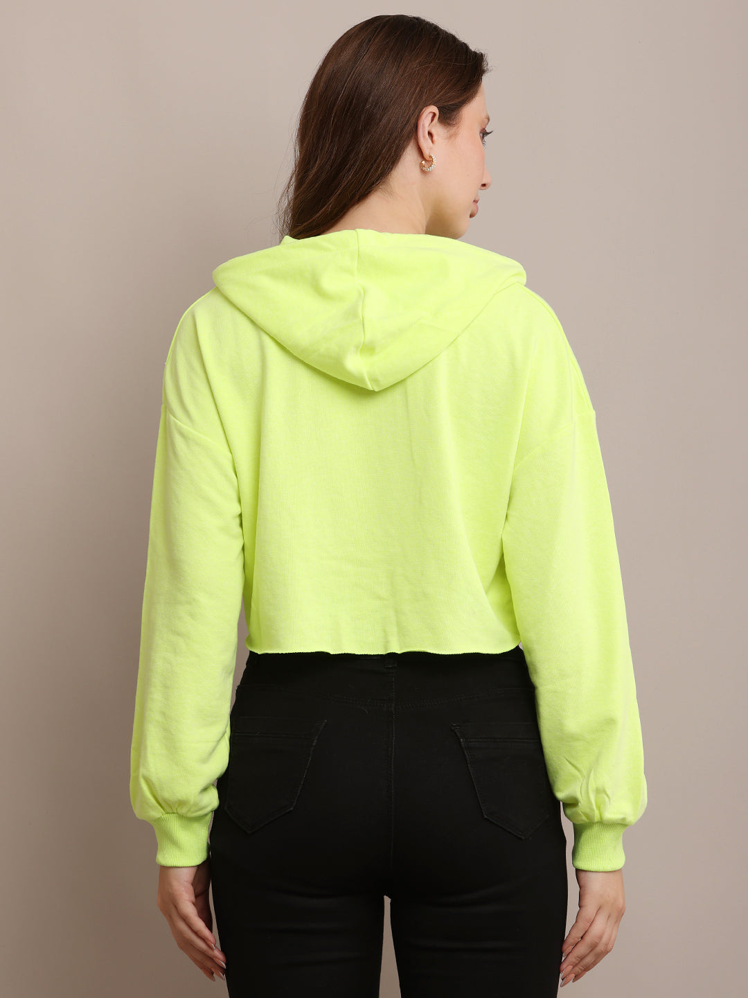 Women Cotton Cropped Hooded Sweatshirt