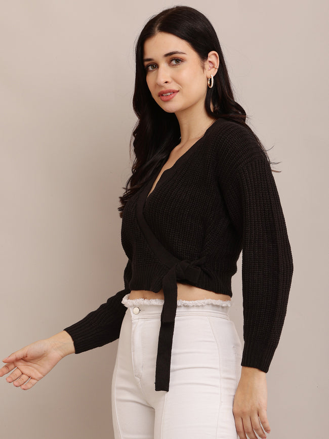 Women Knitted Black Cardigan