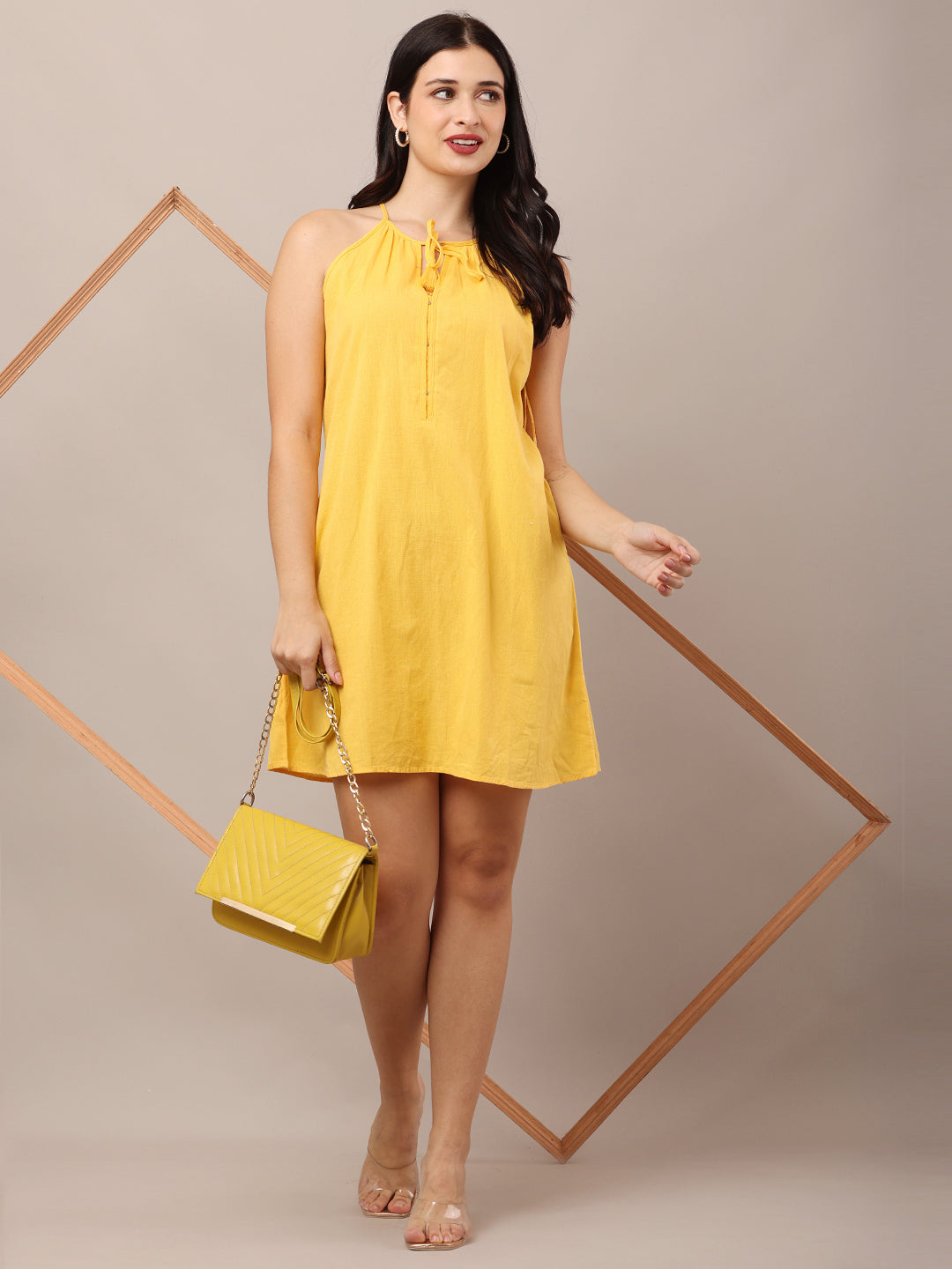 Women Yellow A-Line Dress