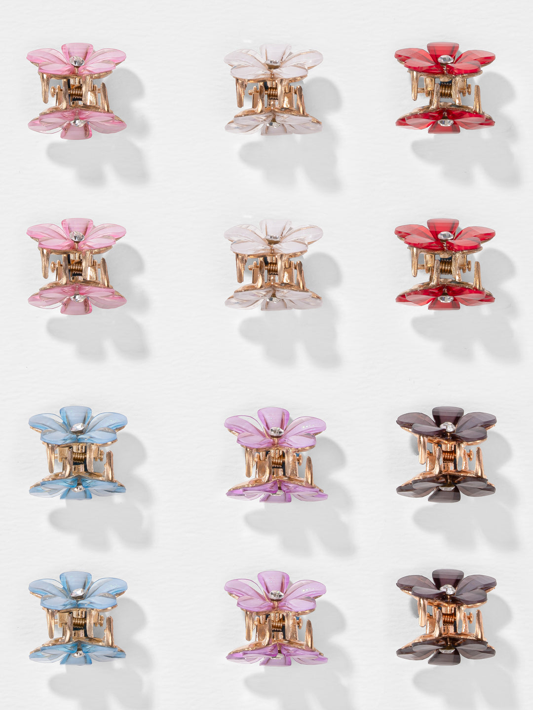 Multi Mini Flower Claw Clip Set Of 12