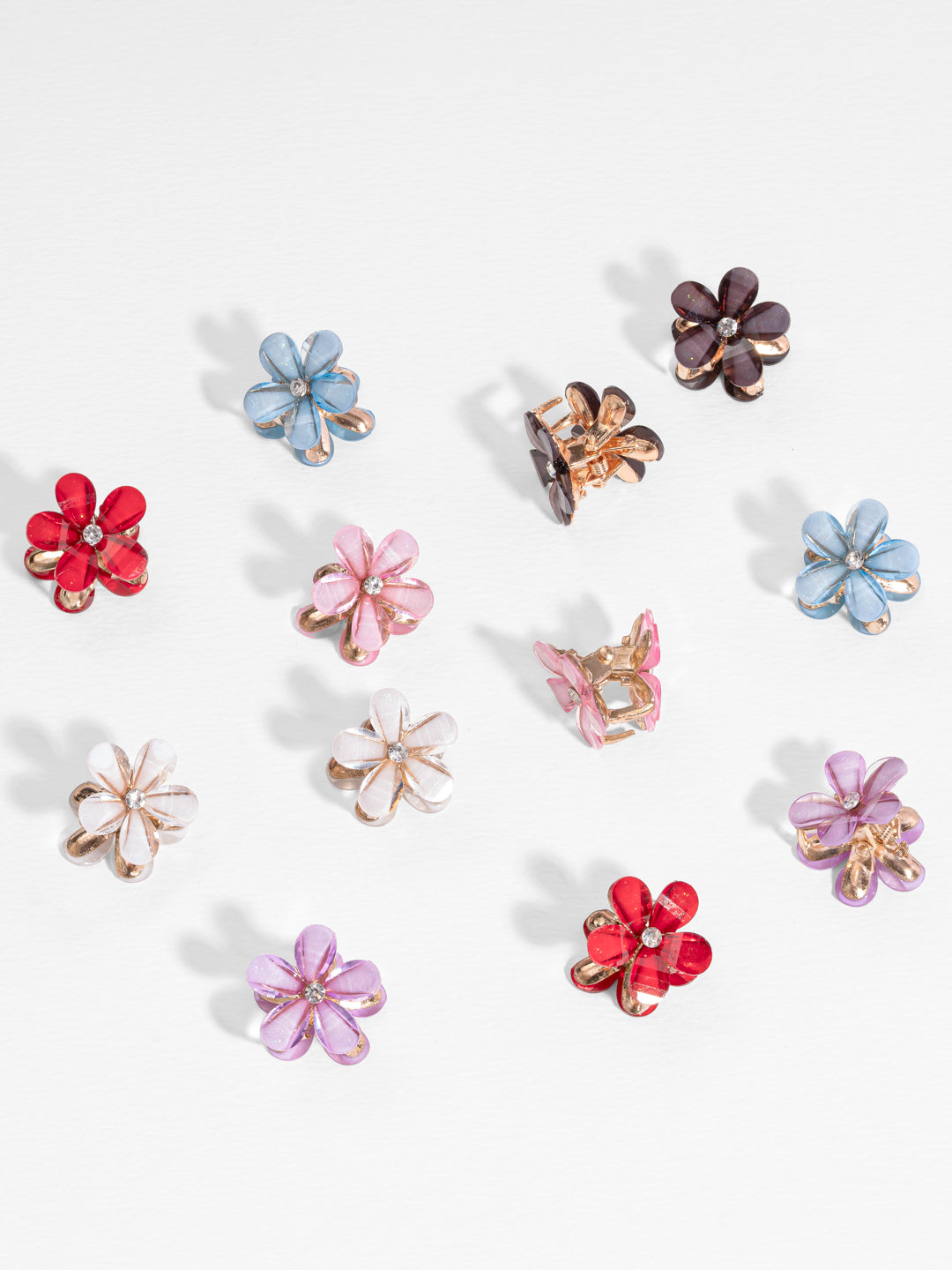 Multi Mini Flower Claw Clip Set Of 12
