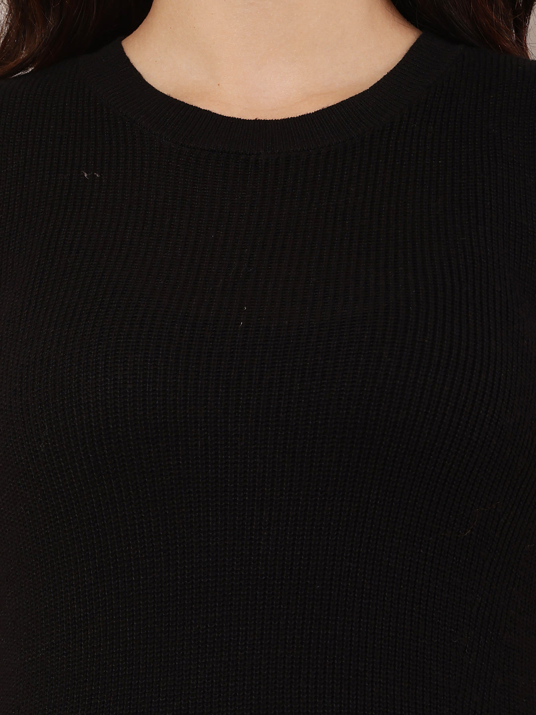 Women Black Ribbed Shift Dress