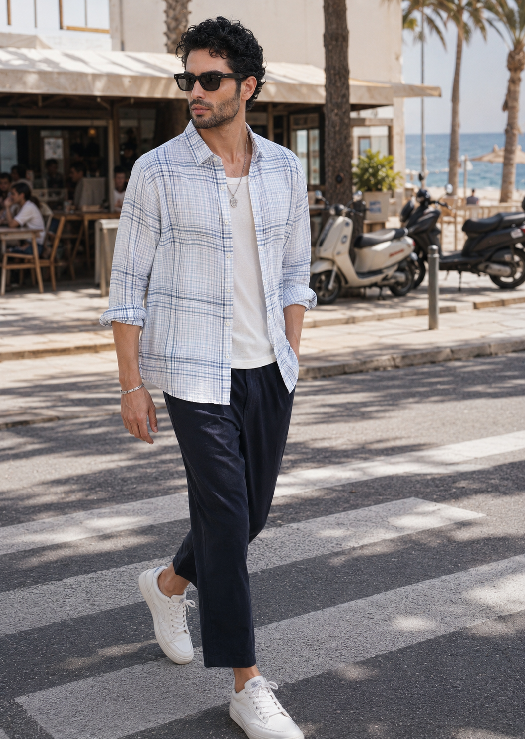 Men Blue Check Regular Fit Shirt