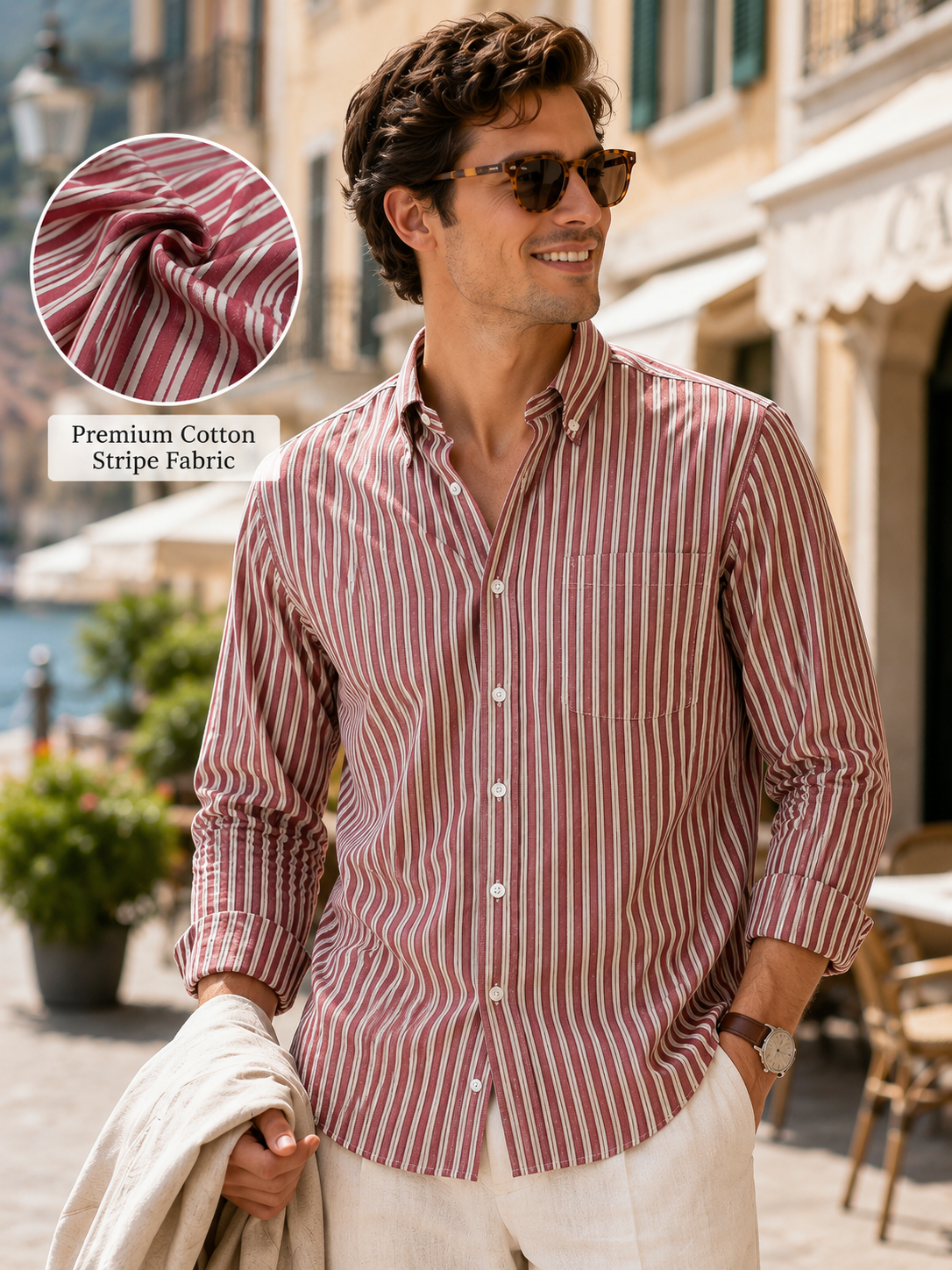 Men Brick Stripe Oxford Shirt