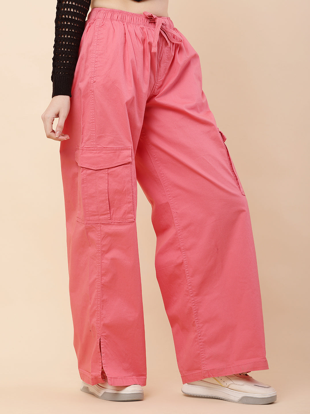 Women Pink Baggy Cargo Pants