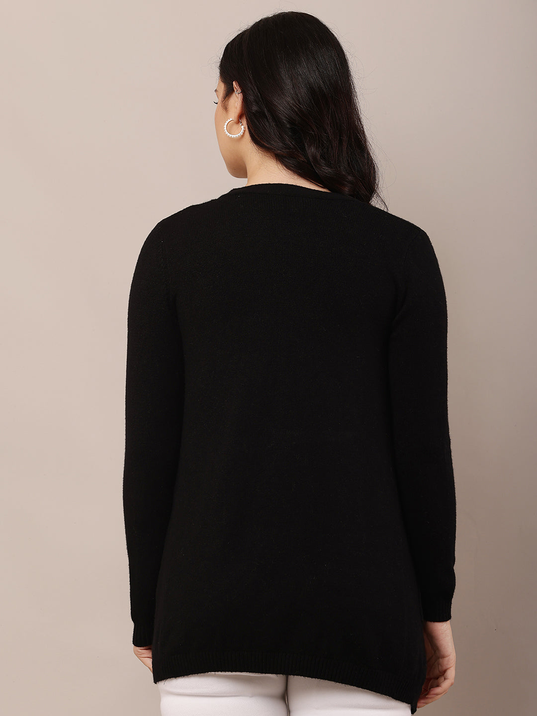 Women Front Open Black Shrug