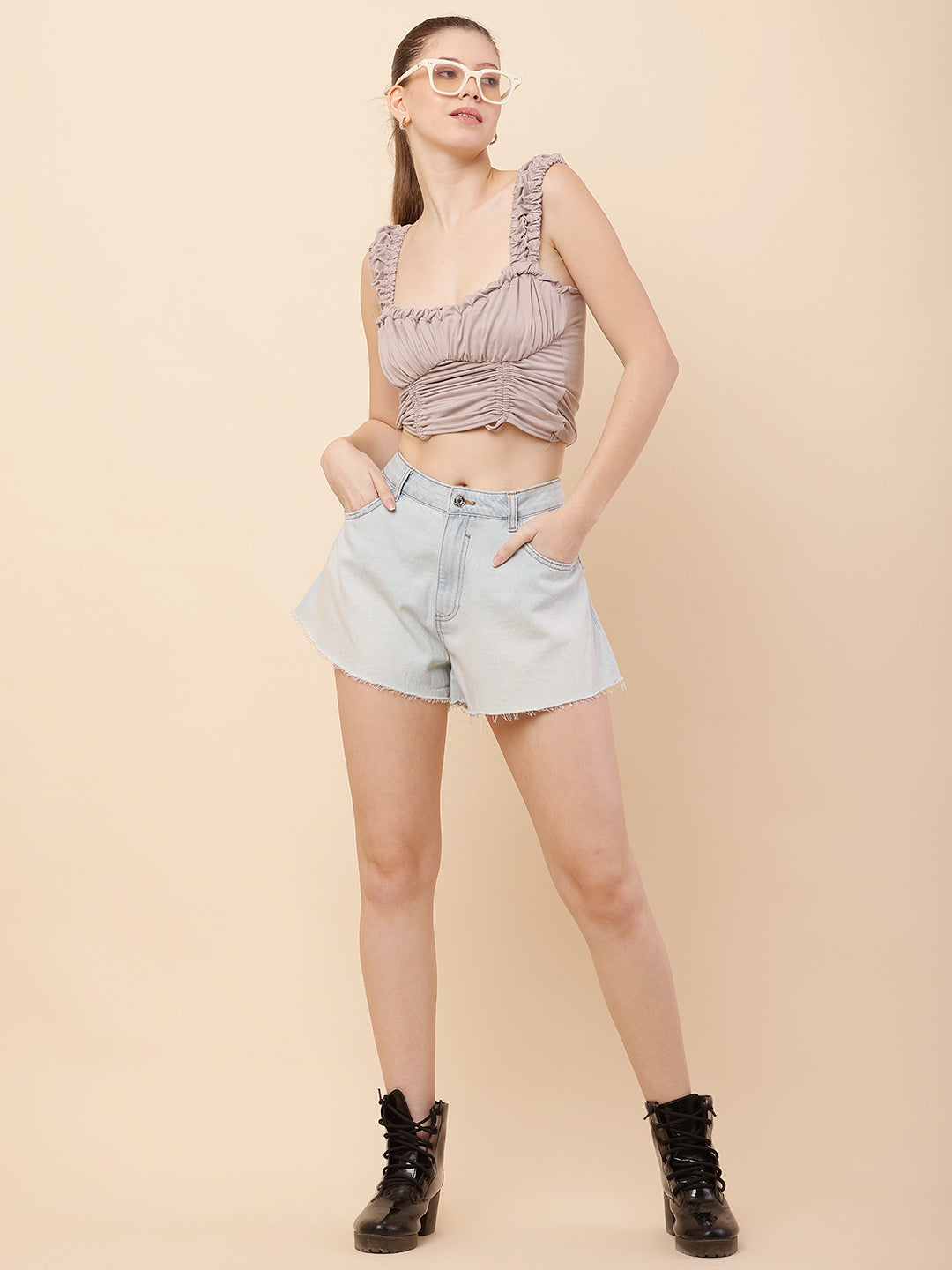 Women Light Blue Denim Shorts