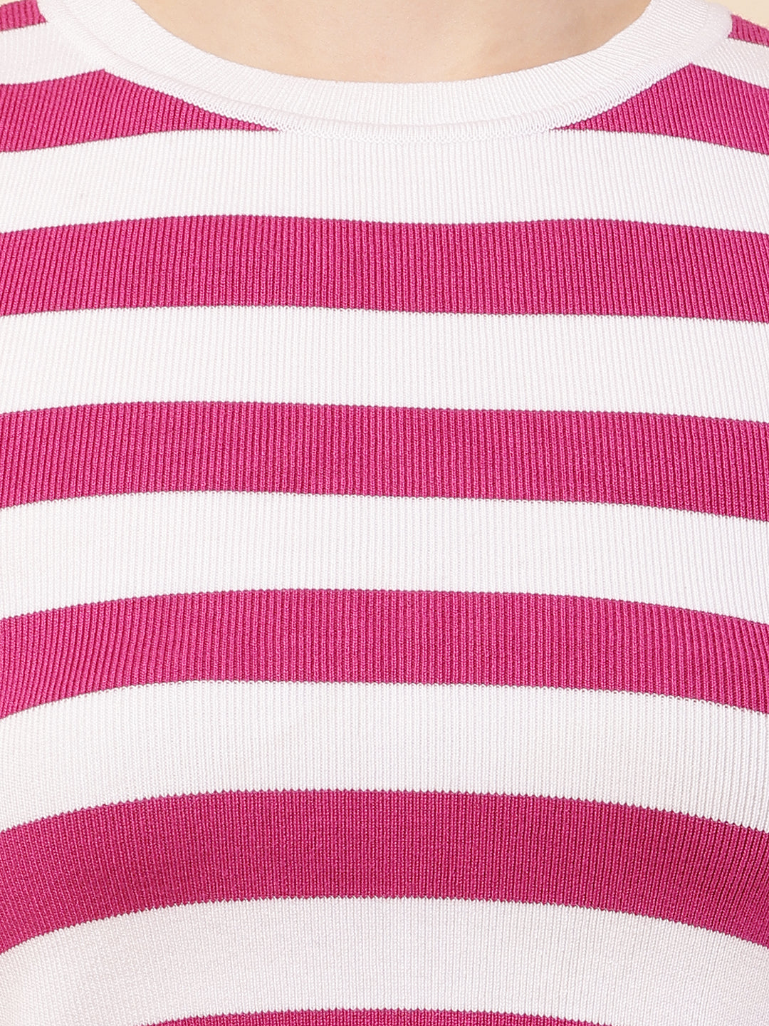 Women Pink Striped Crop Top