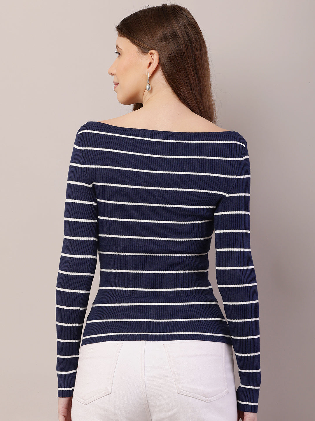 Women  Ribbed Blue Top