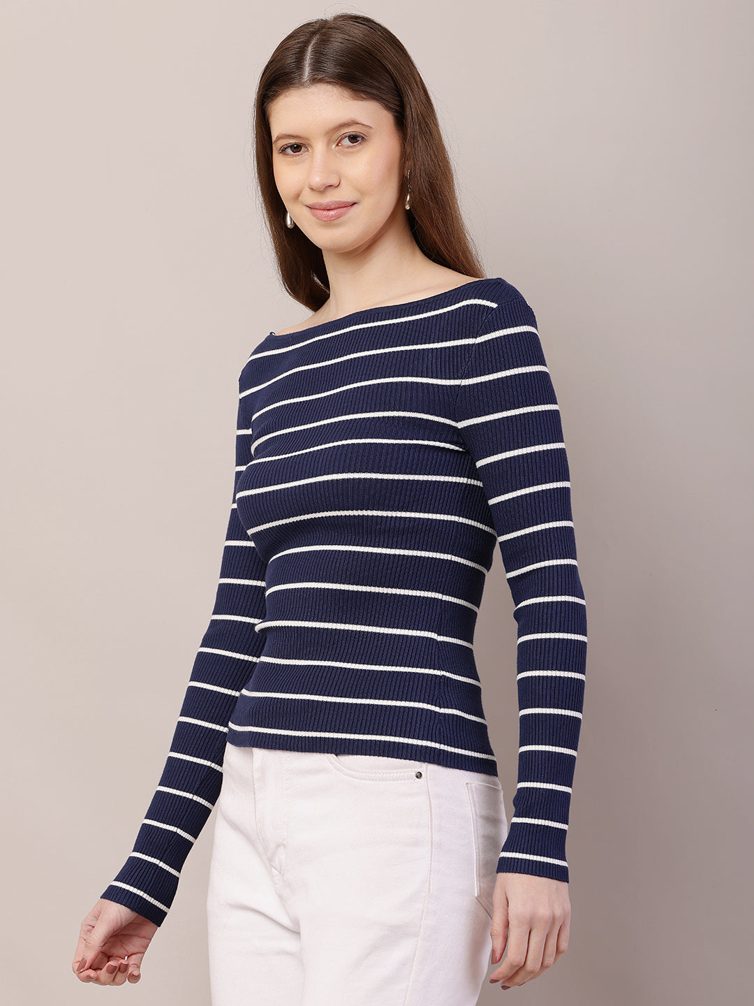 Women  Ribbed Blue Top