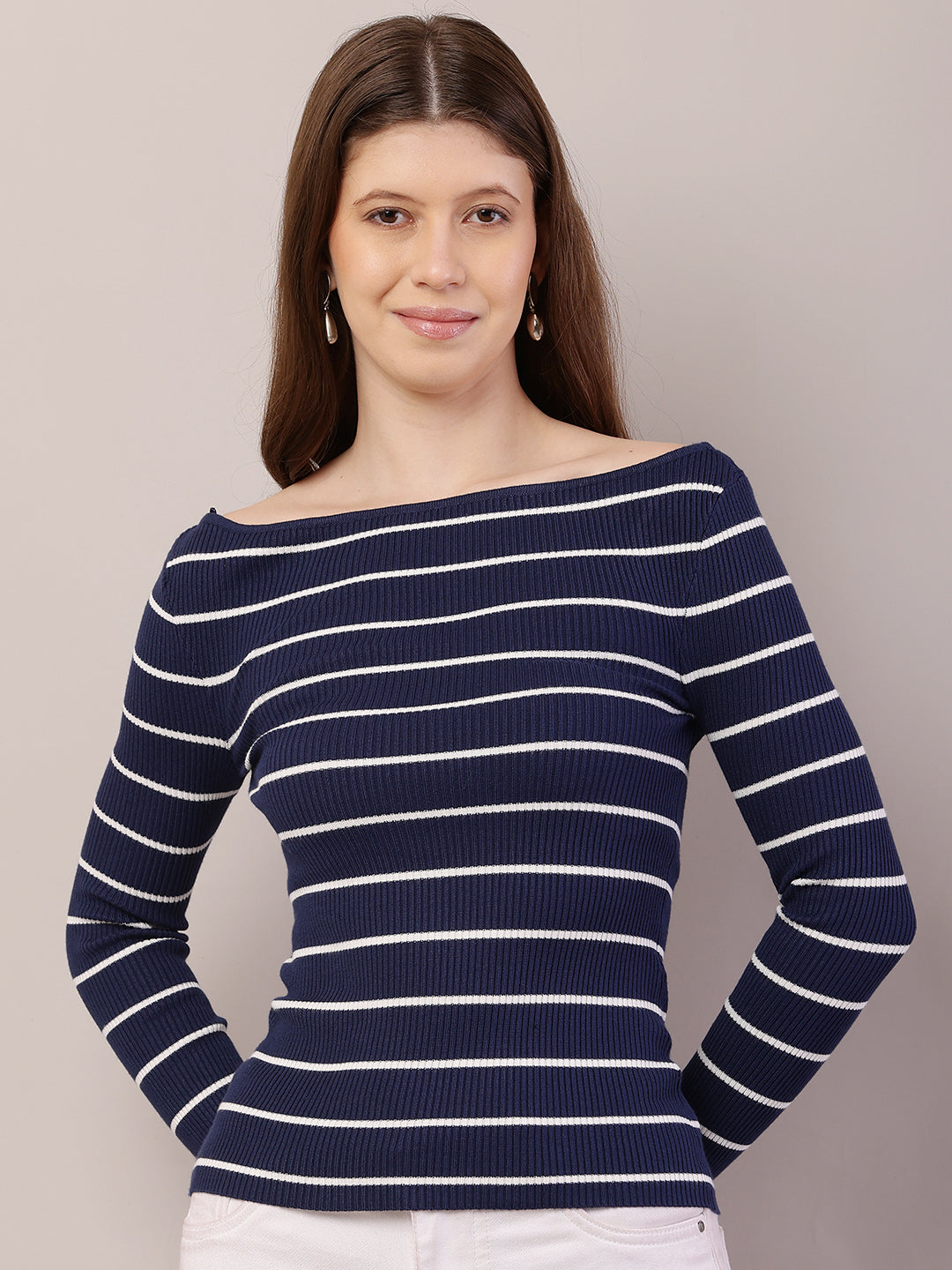 Women  Ribbed Blue Top