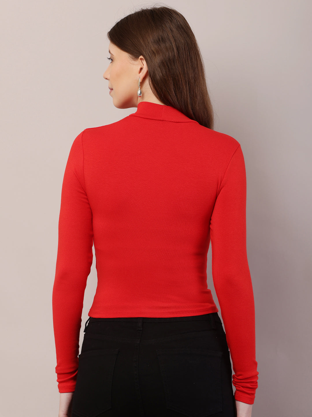 Women Full Sleeve Red Sweater