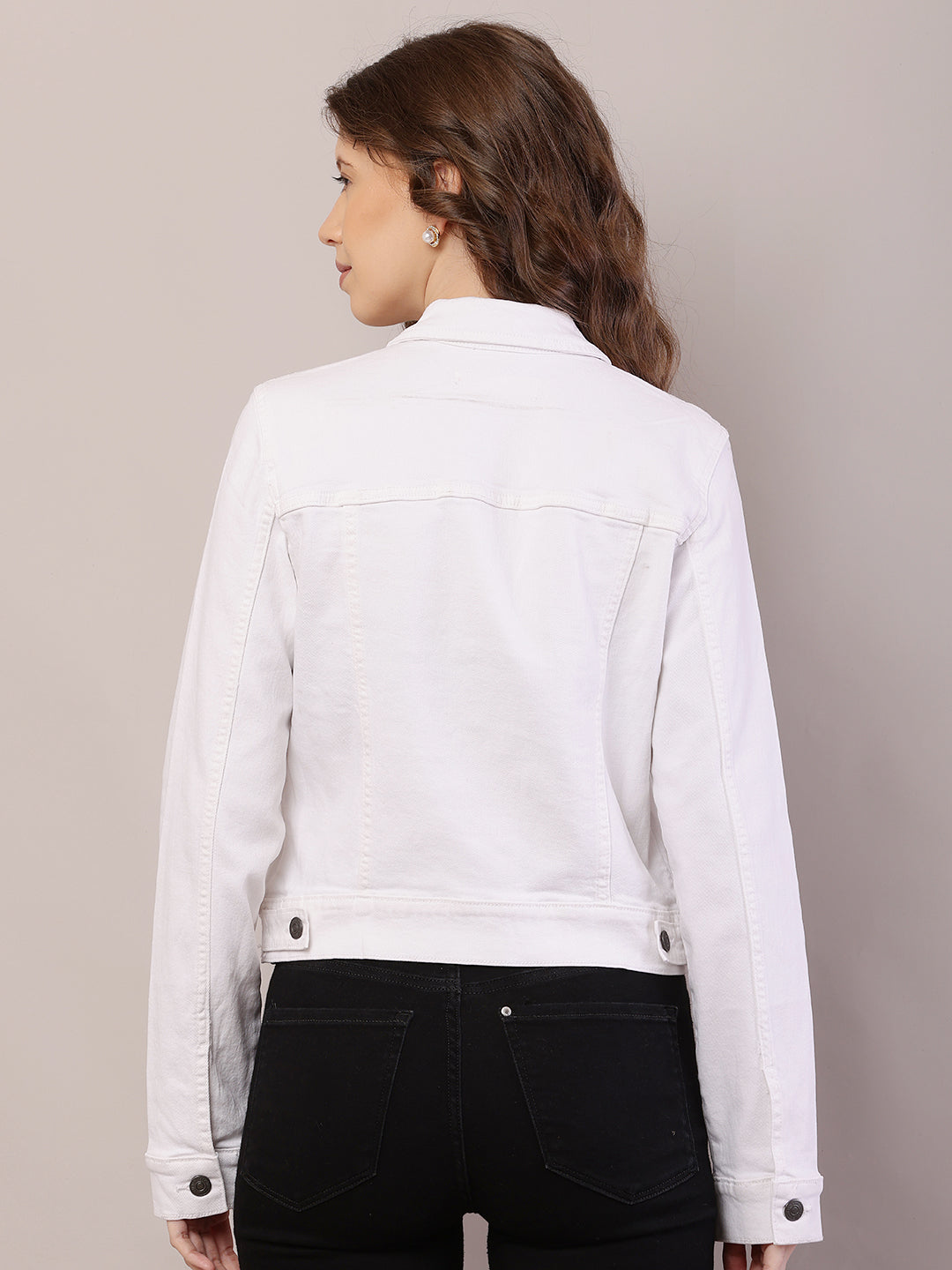 Women  Shirt Collar White Jacket