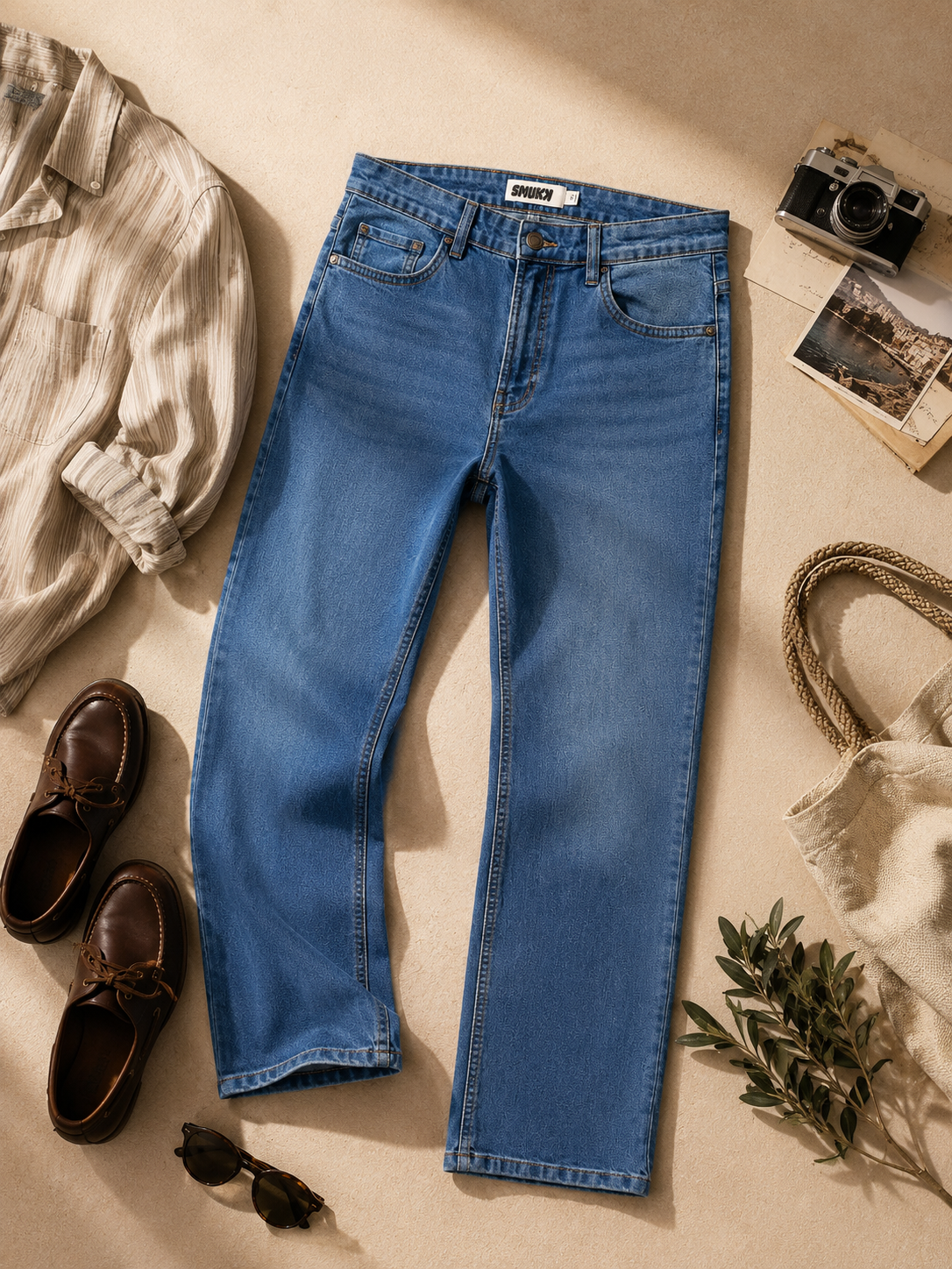Men Light Blue Straight Fit Jeans