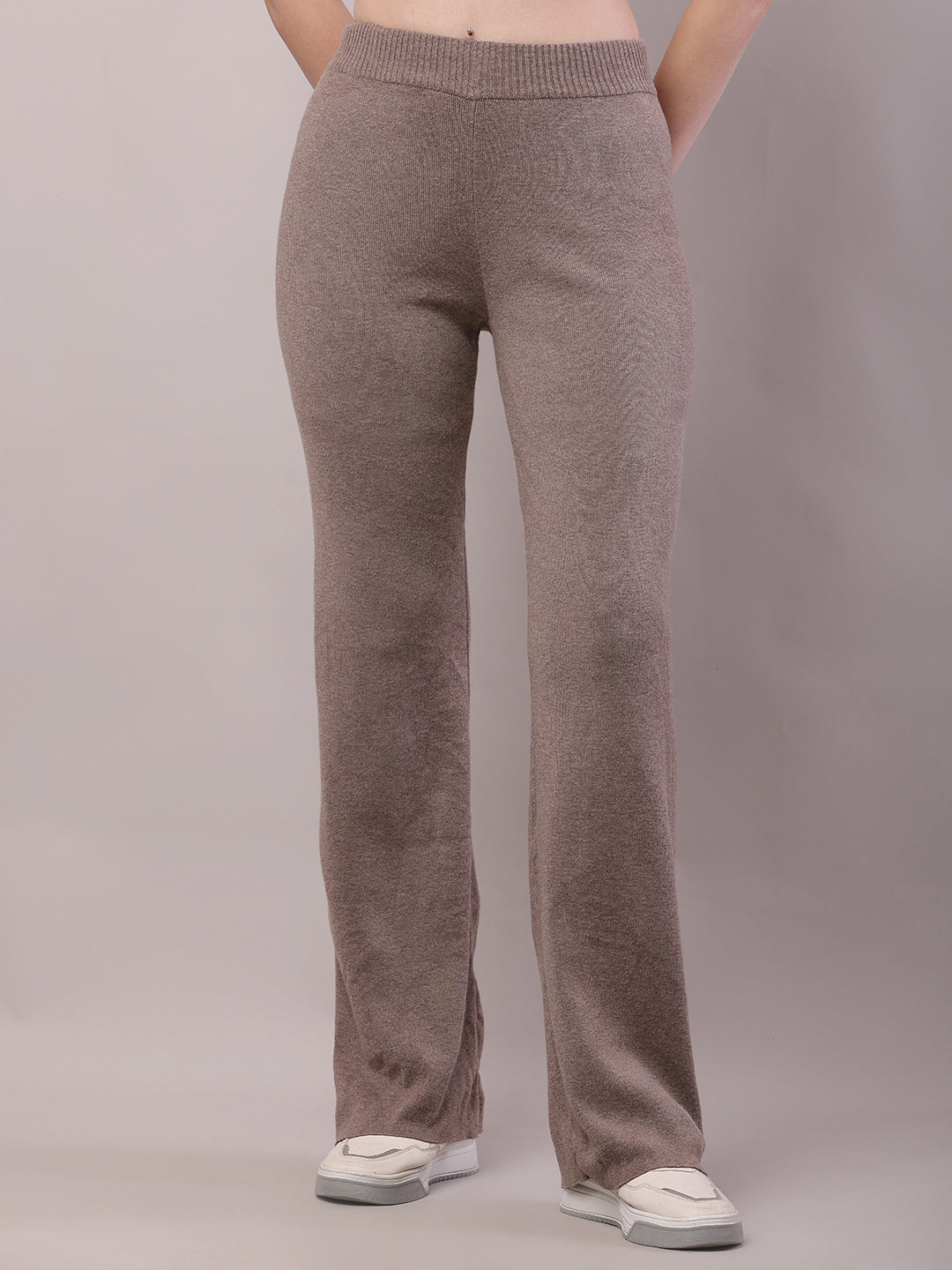 Women Brown Polyester Fleece Warm Trouser