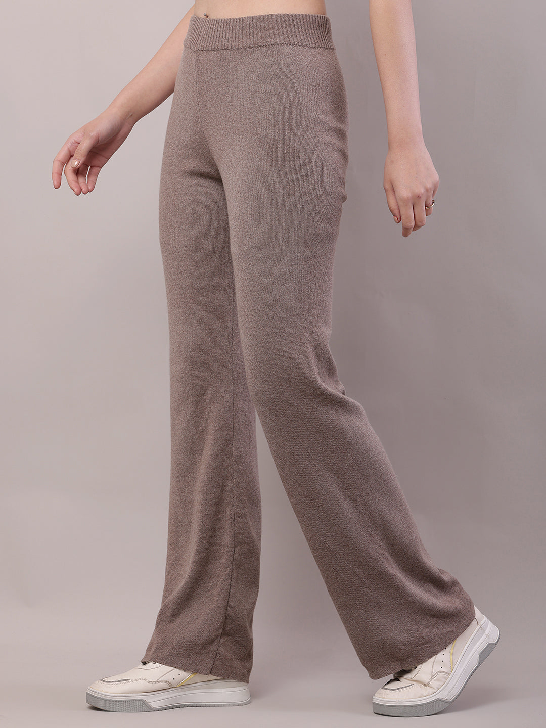 Women Brown Polyester Fleece Warm Trouser