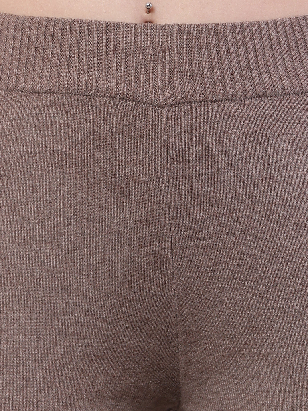 Women Brown Polyester Fleece Warm Trouser