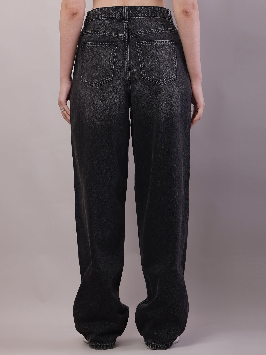 Women Grey Cotton Regular Fit Full-Length Pant