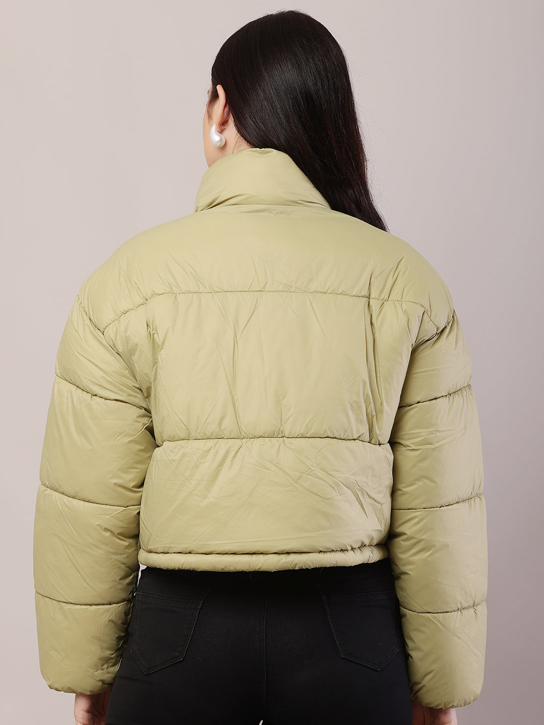 Women Green Puffer Jacket