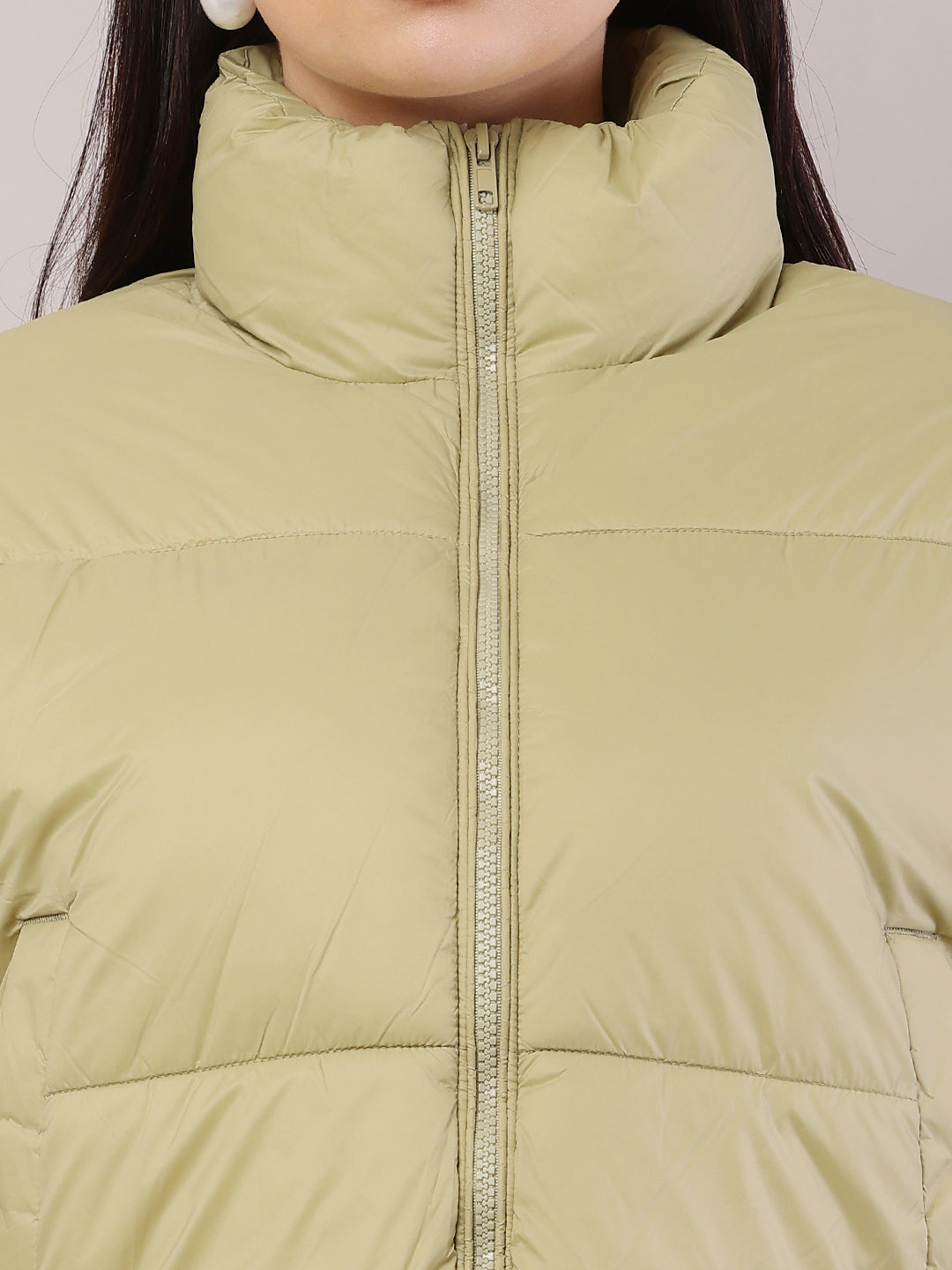 Women Green Puffer Jacket