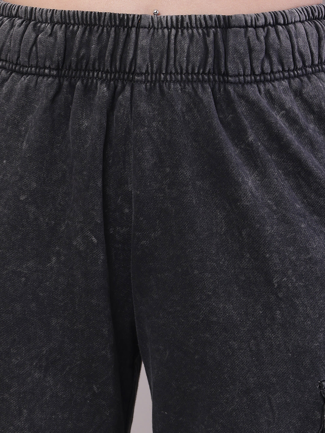 Women Dark Grey Cotton Baggy Cargo Pant