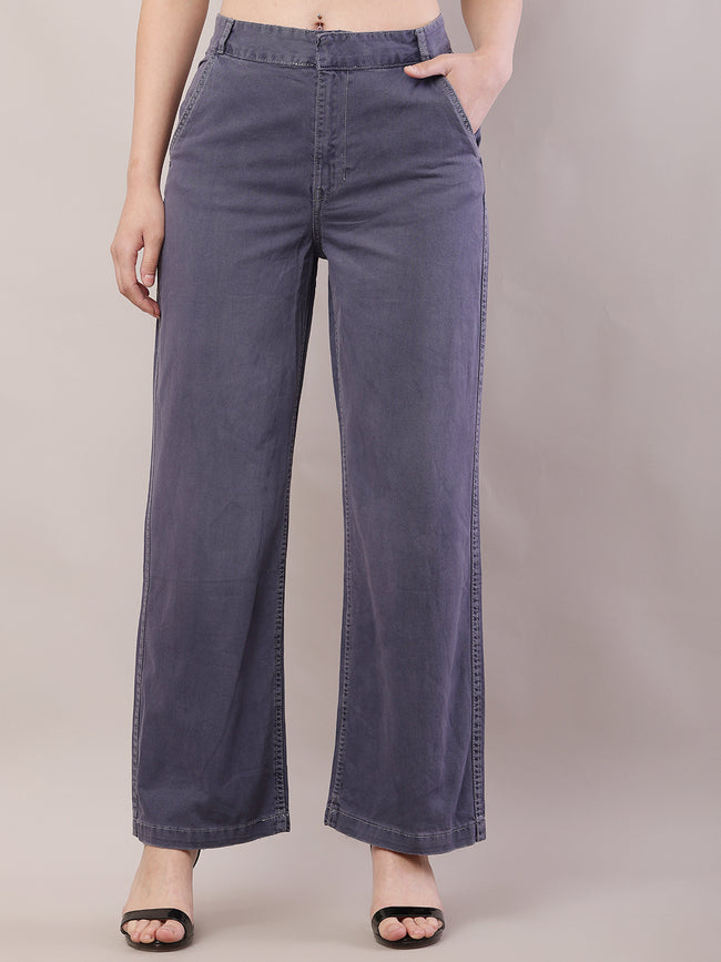 Women Wide Leg Grey Pant
