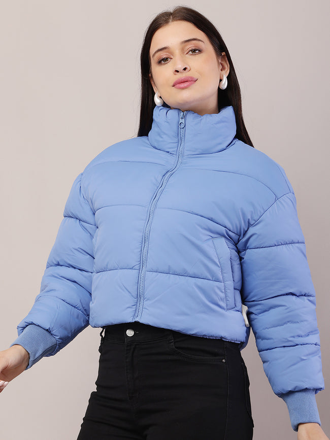 Women Blue Puffer Jacket - Main Image
