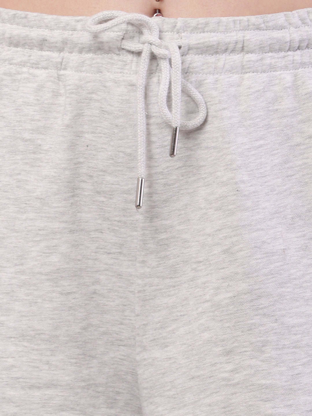 Women grey cotton drawstring waist shorts