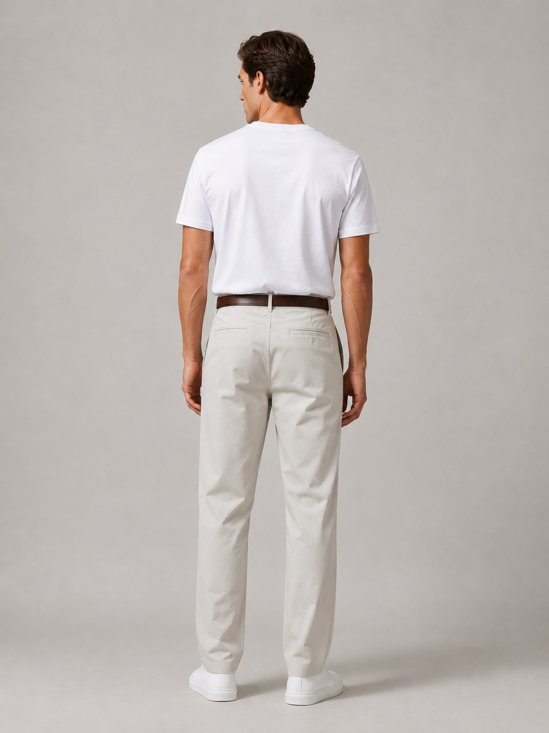 Men Cream Tailored Fit Trousers