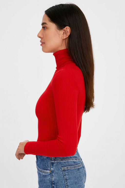 Women Red High-Neck Sweater