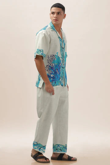 Men Pearl Garden Cotton Hemp Pants