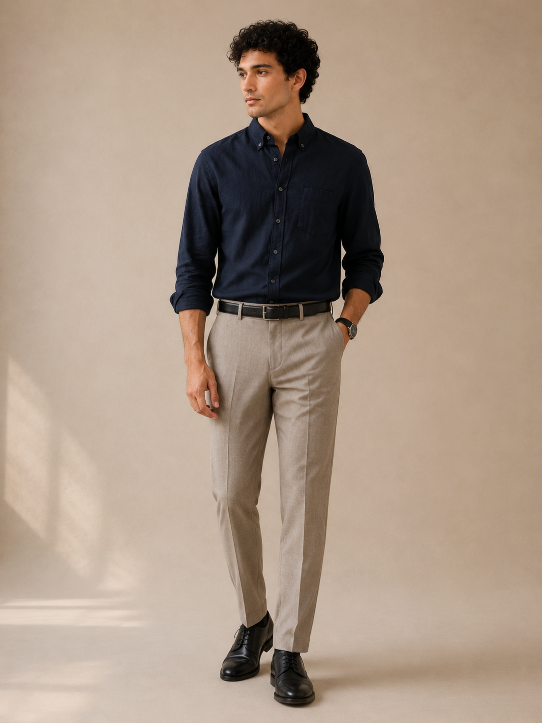 Men Black Oxford Button Down Shirt